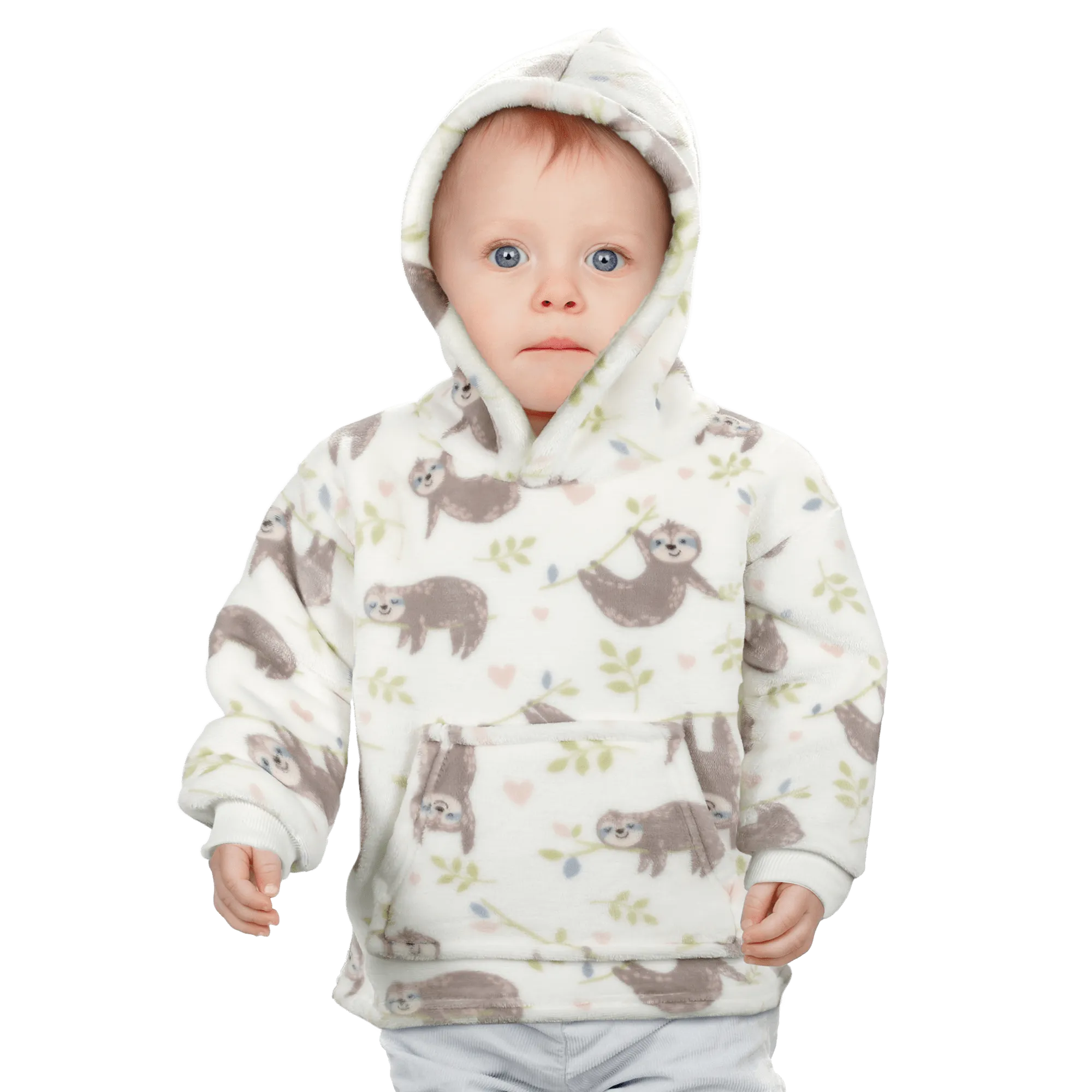 Safari & Sloth Infant Hooded Blanket with Pocket for Toddlers Ages 0-2 Warm Unisex Loungewear by Daisy Dreamer