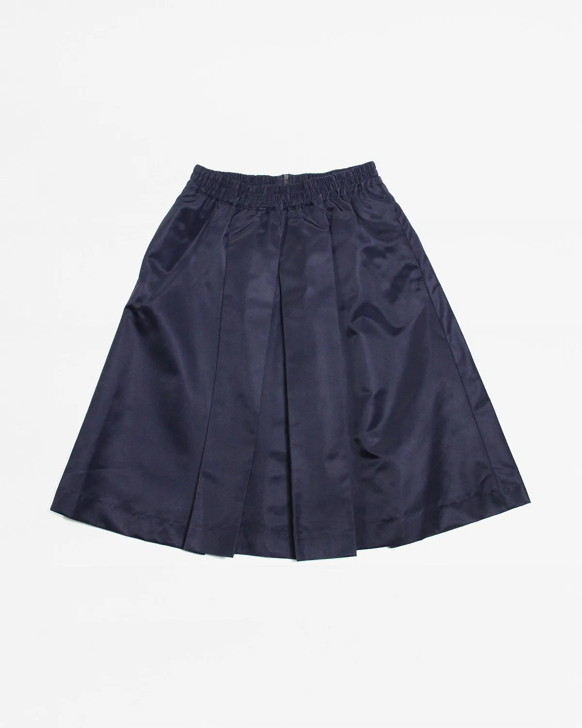 Satin Pleated Skirt - Navy