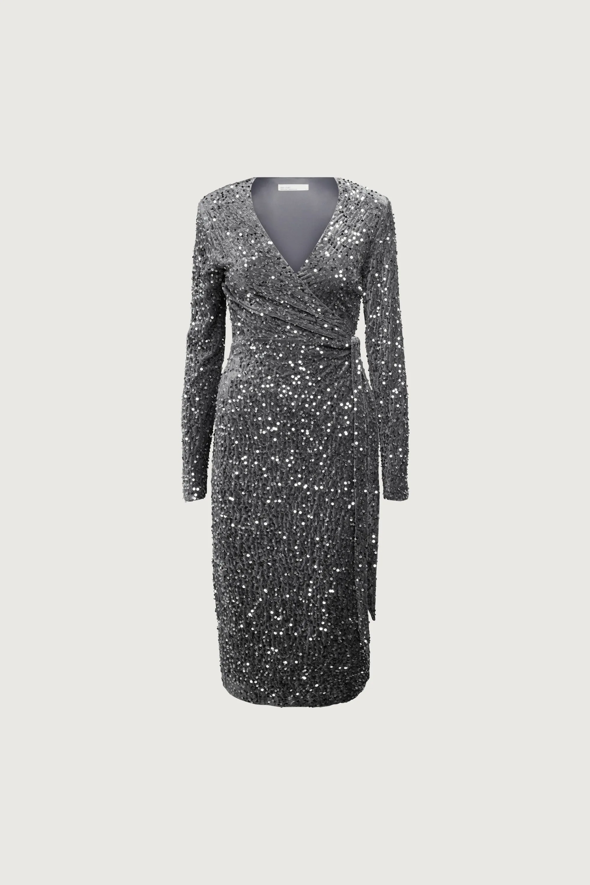 SEQUIN WRAP MIDI DRESS