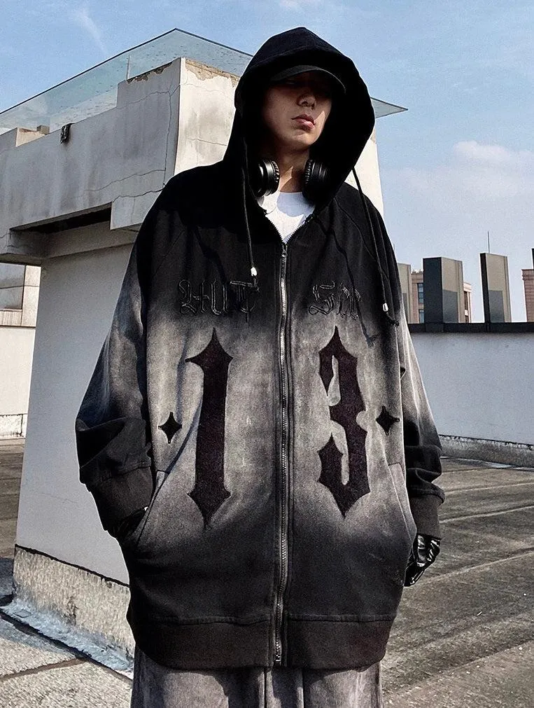 Shadow Fade Gothic Zip-Up Hoodie