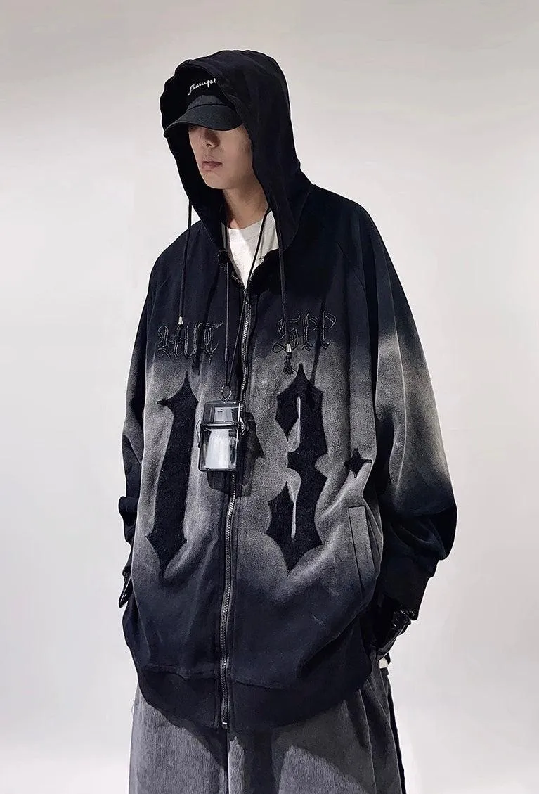 Shadow Fade Gothic Zip-Up Hoodie