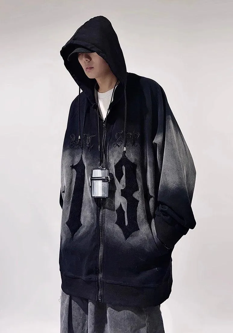 Shadow Fade Gothic Zip-Up Hoodie