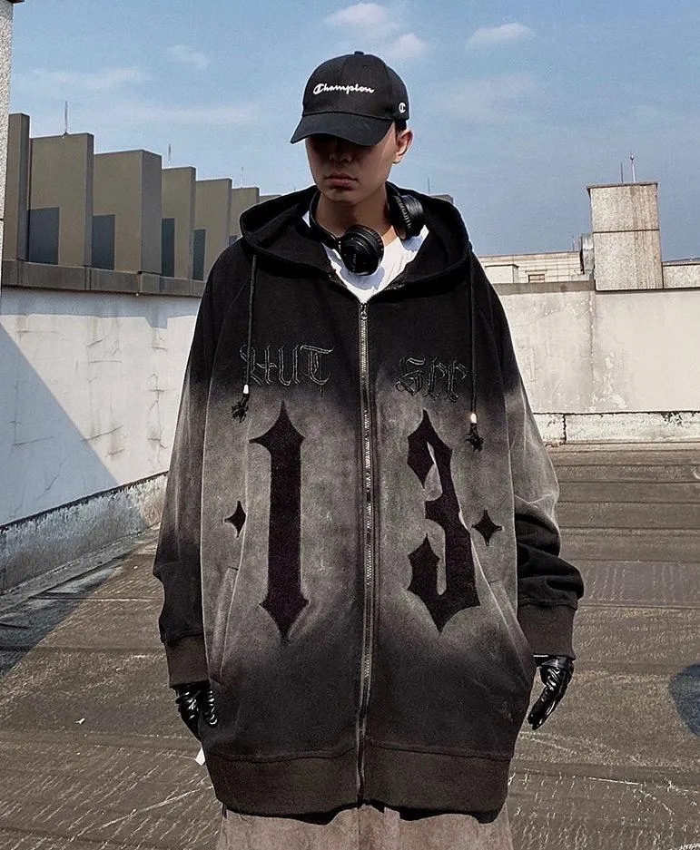 Shadow Fade Gothic Zip-Up Hoodie