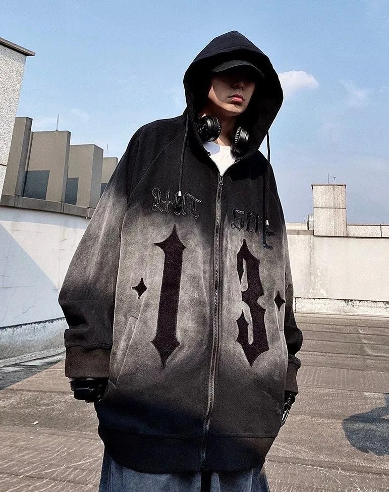 Shadow Fade Gothic Zip-Up Hoodie