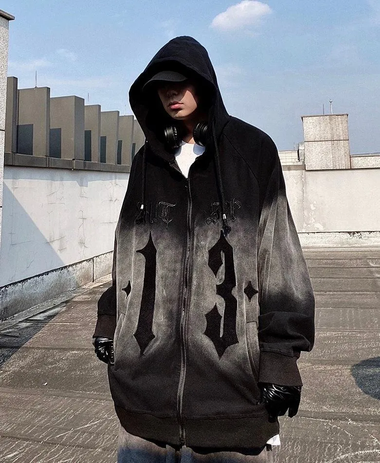 Shadow Fade Gothic Zip-Up Hoodie