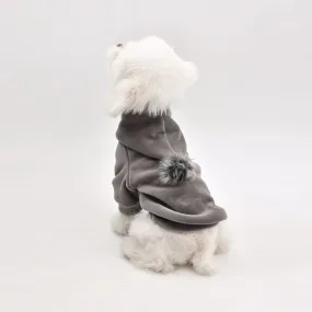 Shiny Cotton Winter Clothes Fur Ball Tip Puppy Hoodie