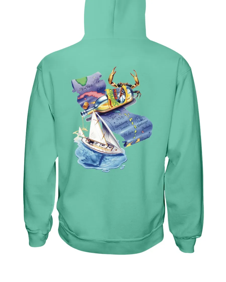 Shipwreck Rum Caribbean Map Hoodie w/ Pirate Ship Logo