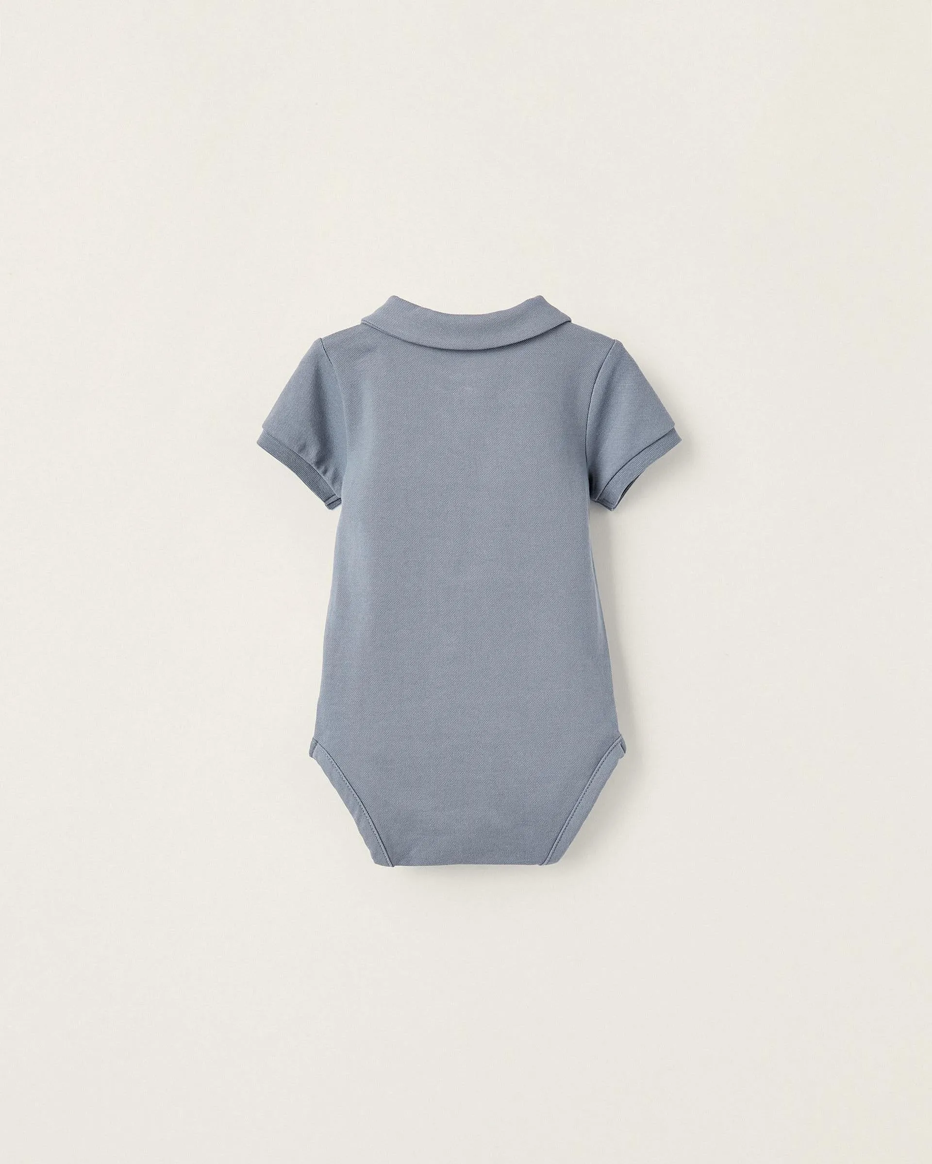 Short Sleeve Polo Bodysuit in Cotton for Newborn Boys, Blue