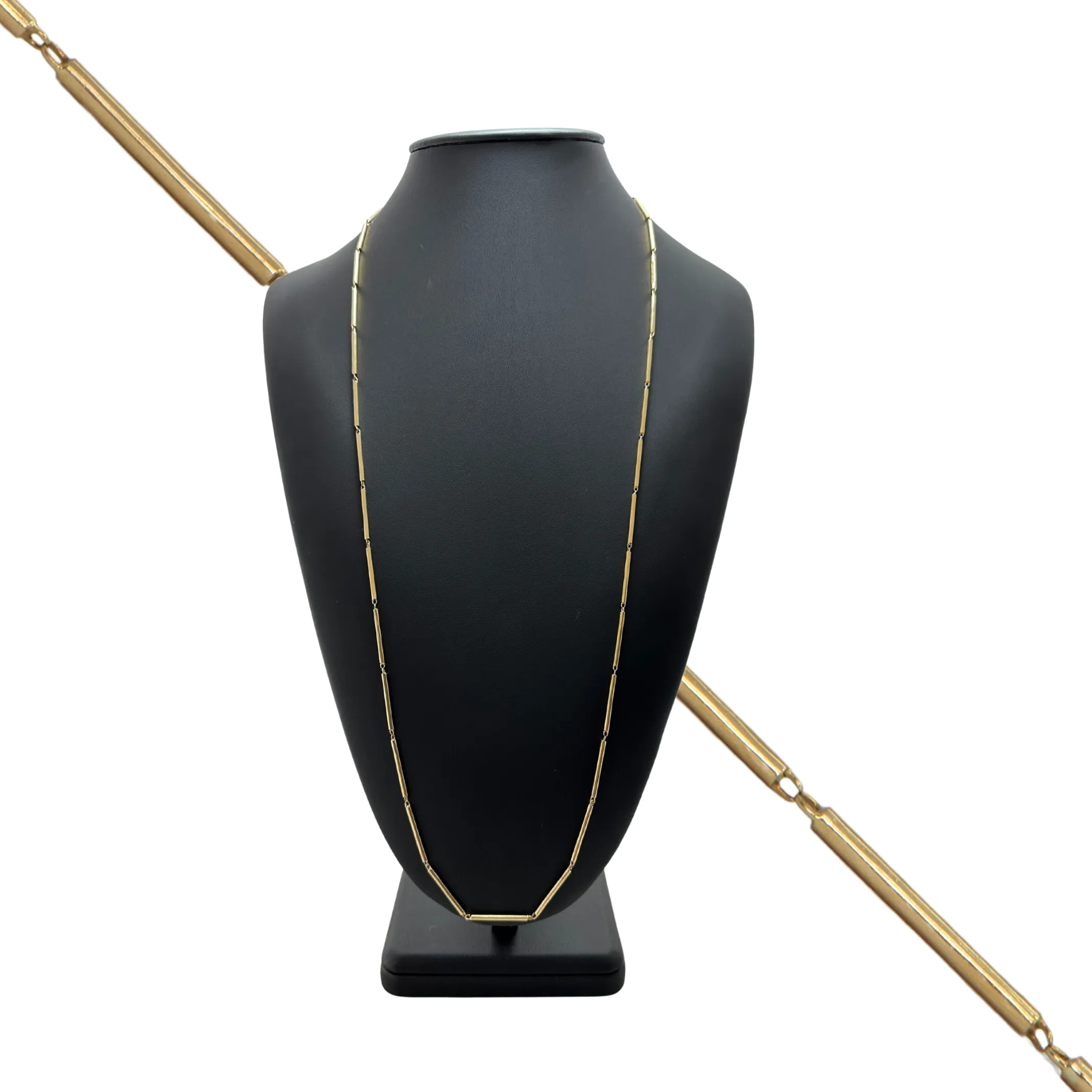 Signed Walter Schluep 18K Gold Tube Link Necklace