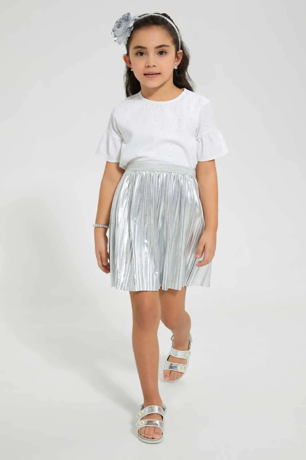 Silver Gathered Skirt