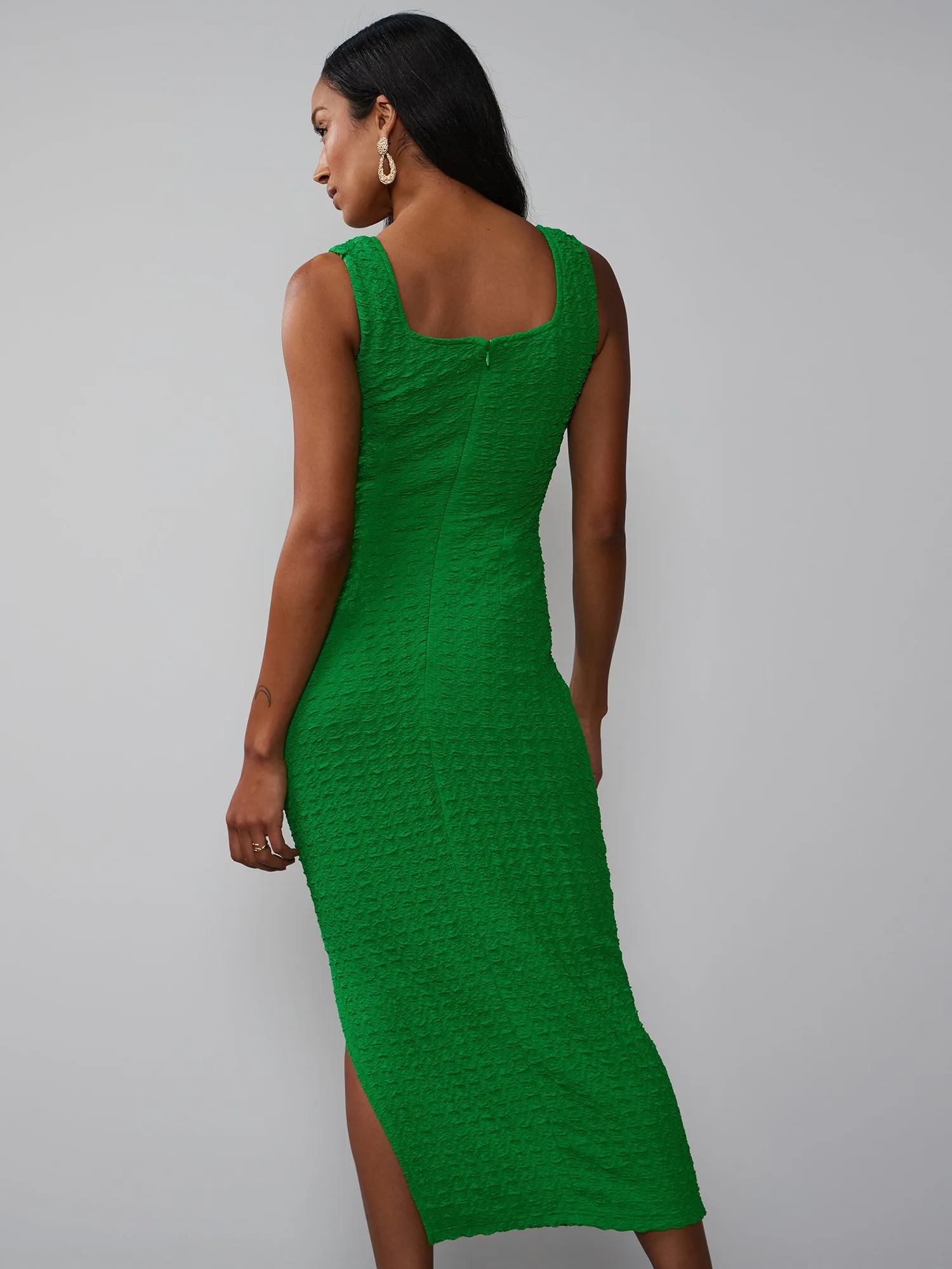 Sleeveless Textured Knit Midi Dress