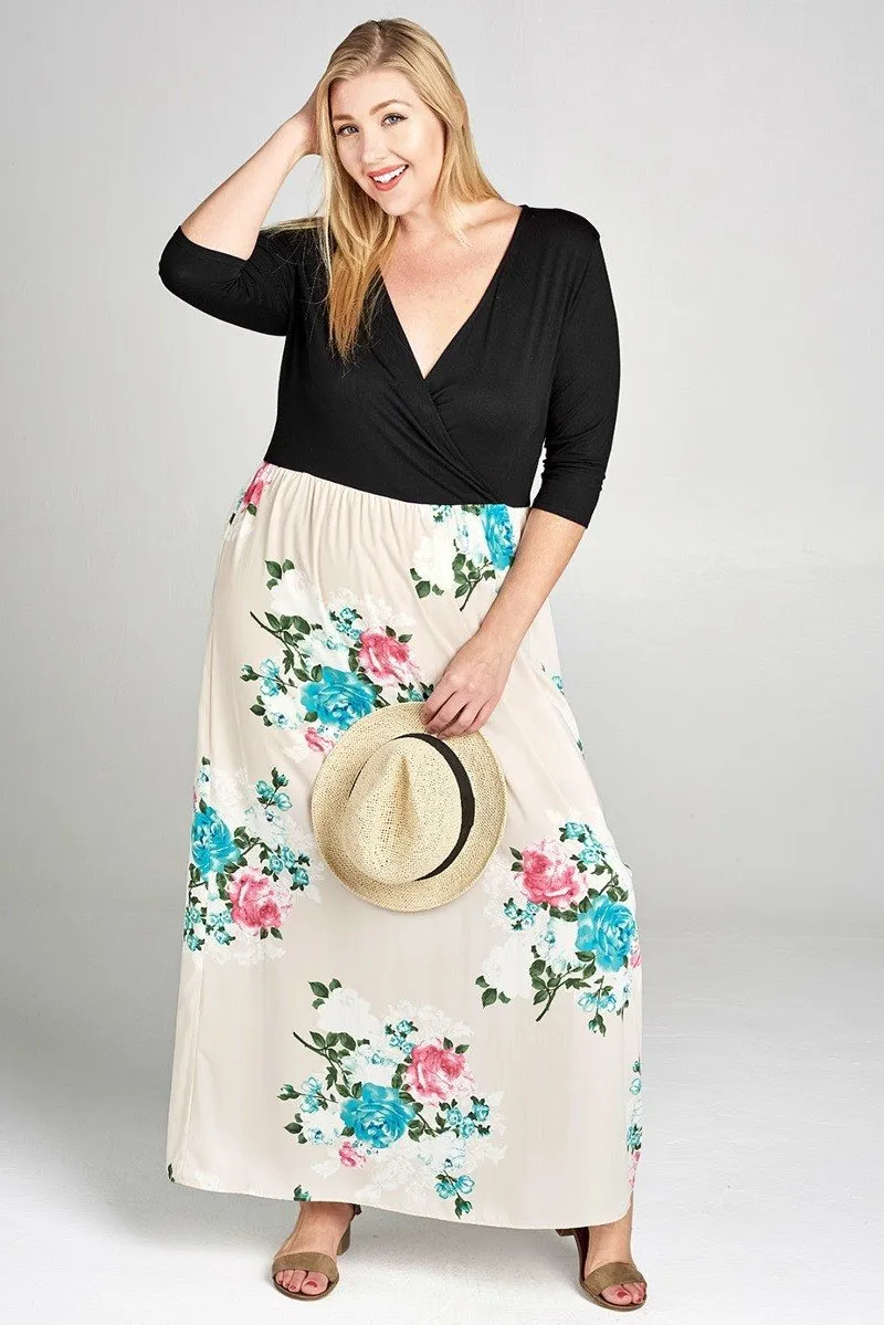 Solid Knit Wrap Maxi Dress