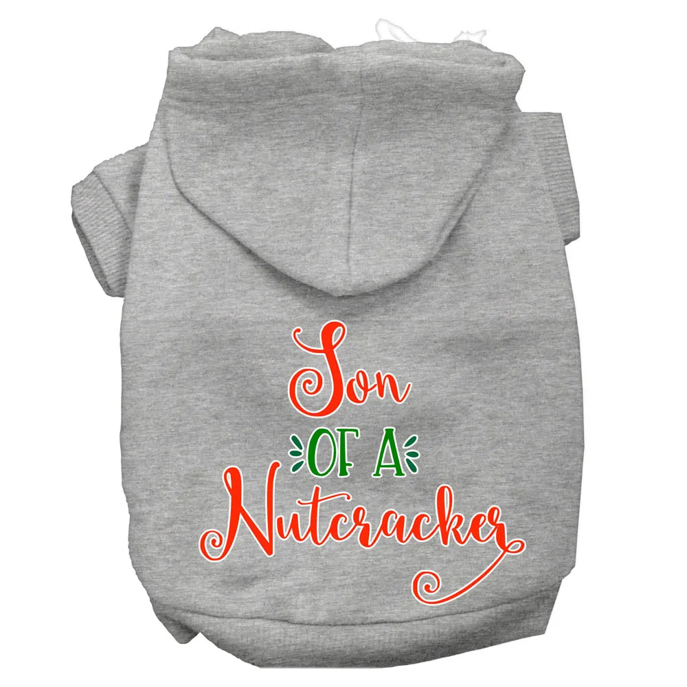 Son Of A Nutcracker Screen Print Dog Hoodie Grey Xs