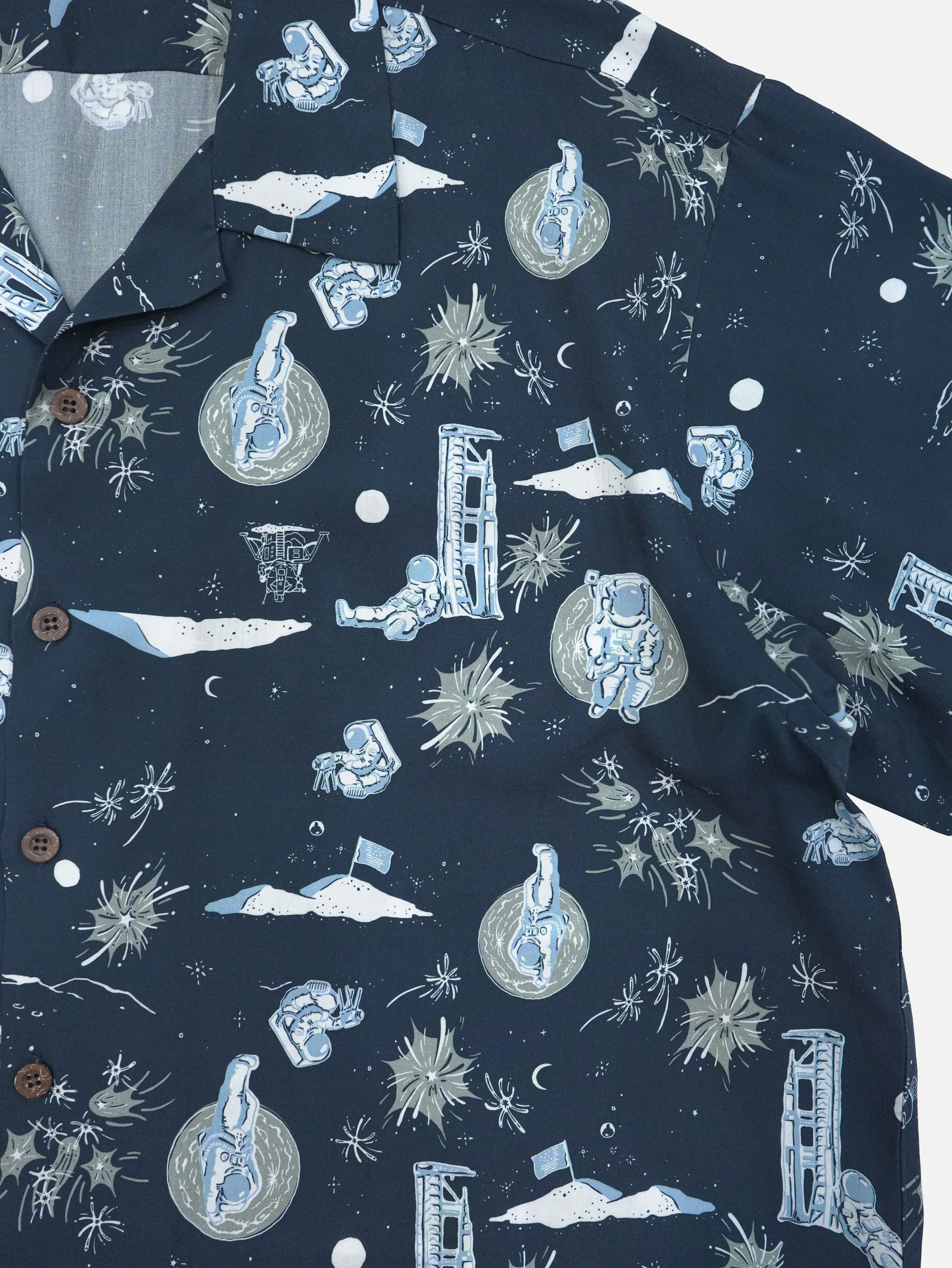 Space Aloha Shirt - NAVY