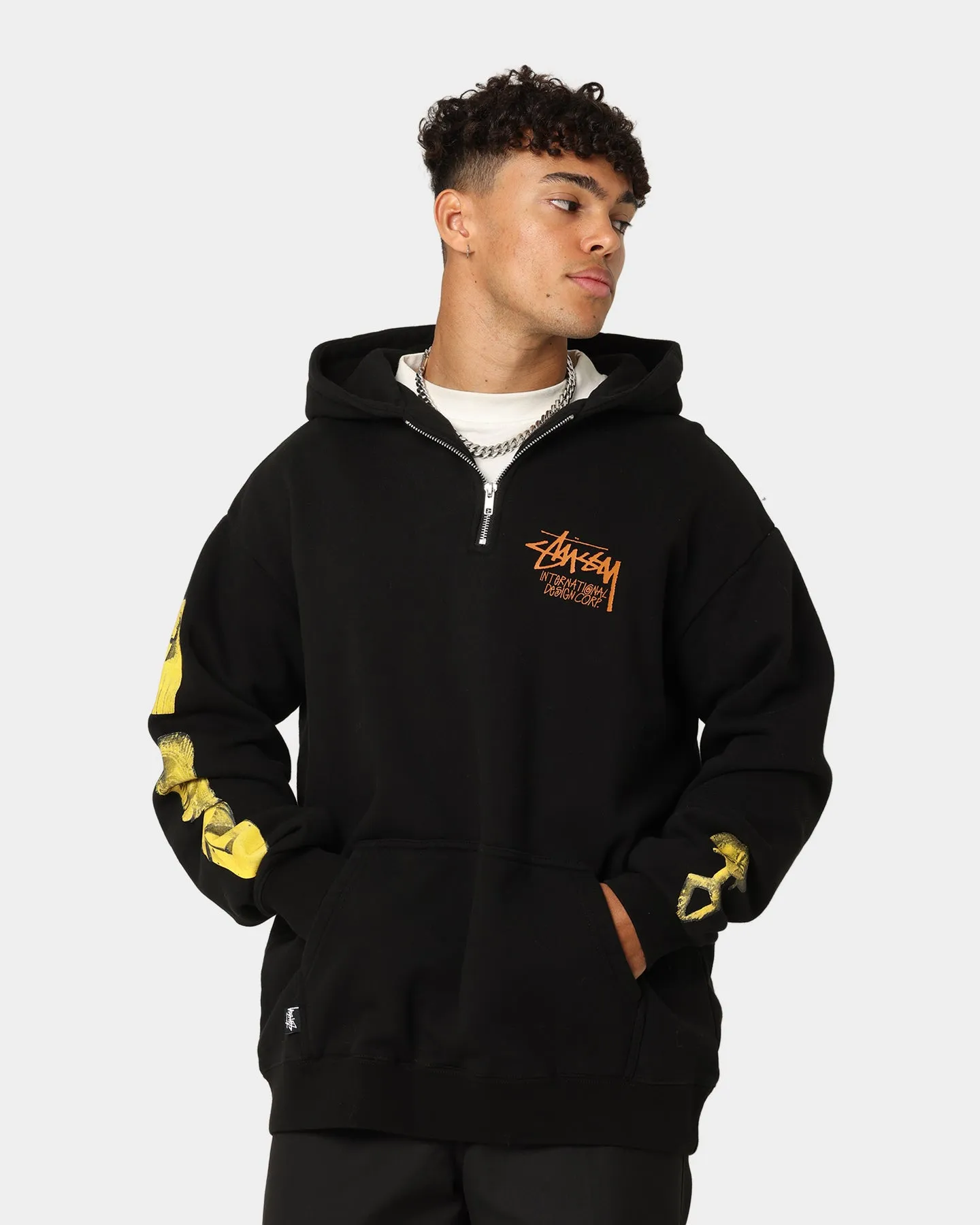 Stussy Masked Quarter Zip Hoodie Pigment Black