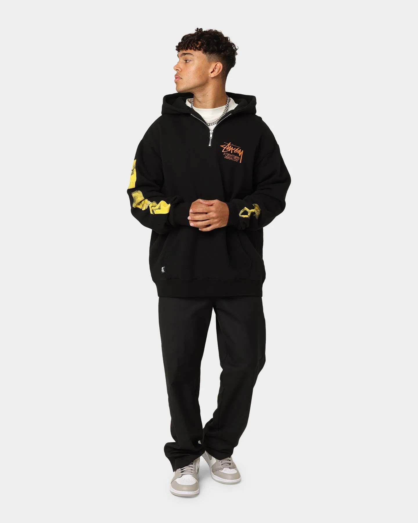 Stussy Masked Quarter Zip Hoodie Pigment Black