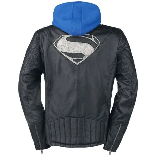 Superman Genuine Real Leather Jacket with Hoodie