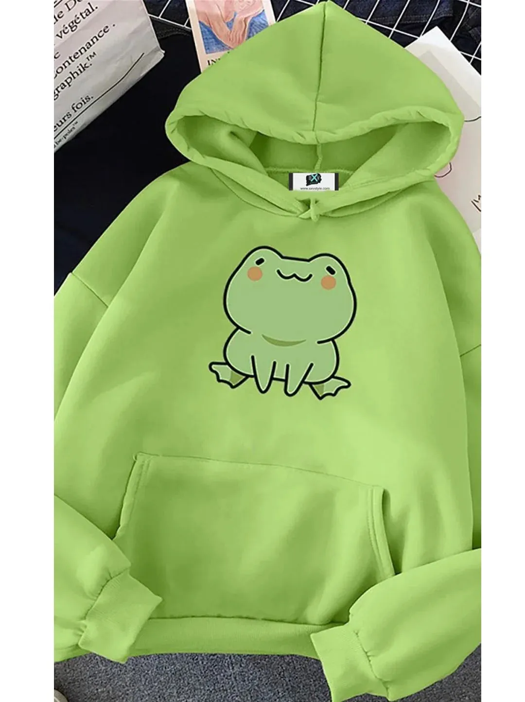 SXV  'FROG’ Printed Cool Aesthetic Kawaii Sweatshirt Hoodie