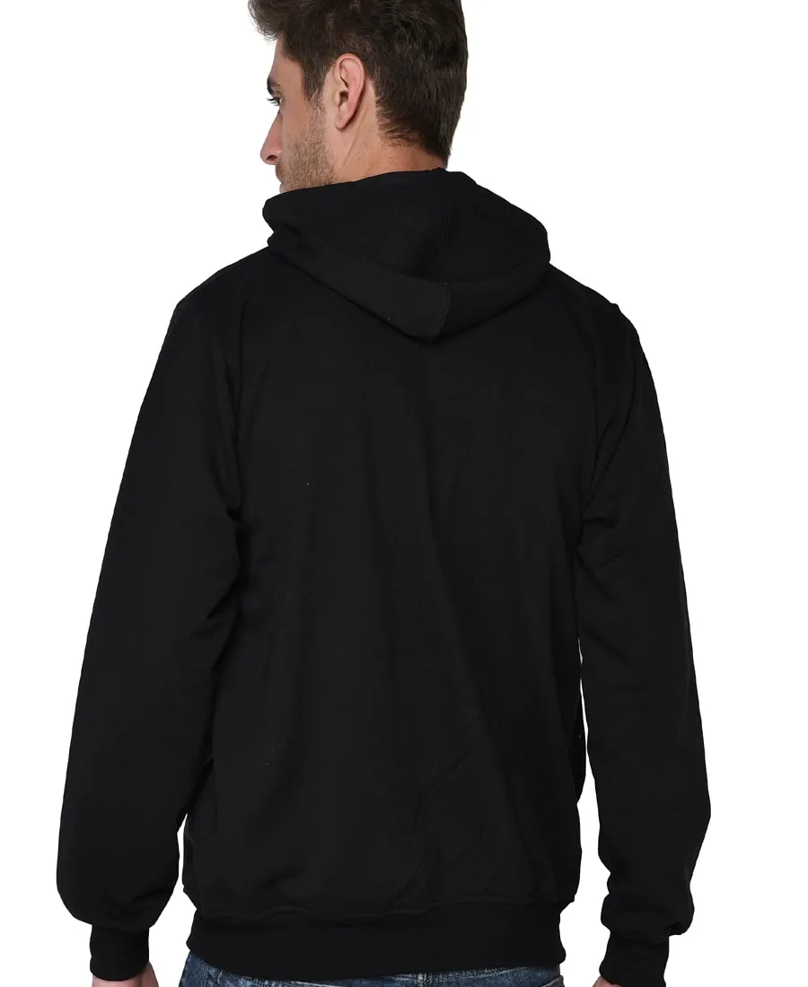 SXV Solid Plain Zipper Sweatshirt Hoodie for Men & Women (Black)