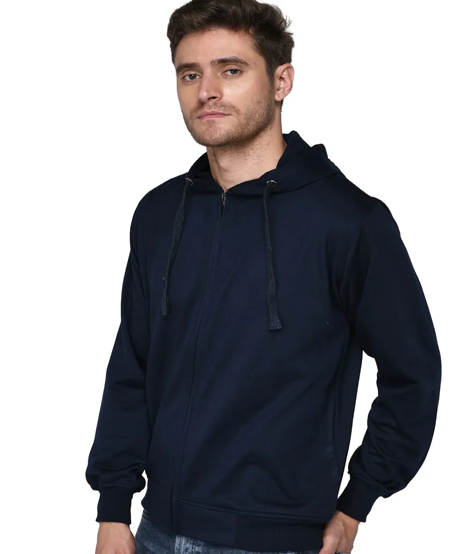 SXV Solid Plain Zipper Sweatshirt Hoodie for Men & Women (NAVYBLUE)