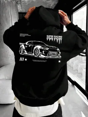 SXV  'Super racing’ Printed Cool Aesthetic Sweatshirt Hoodie