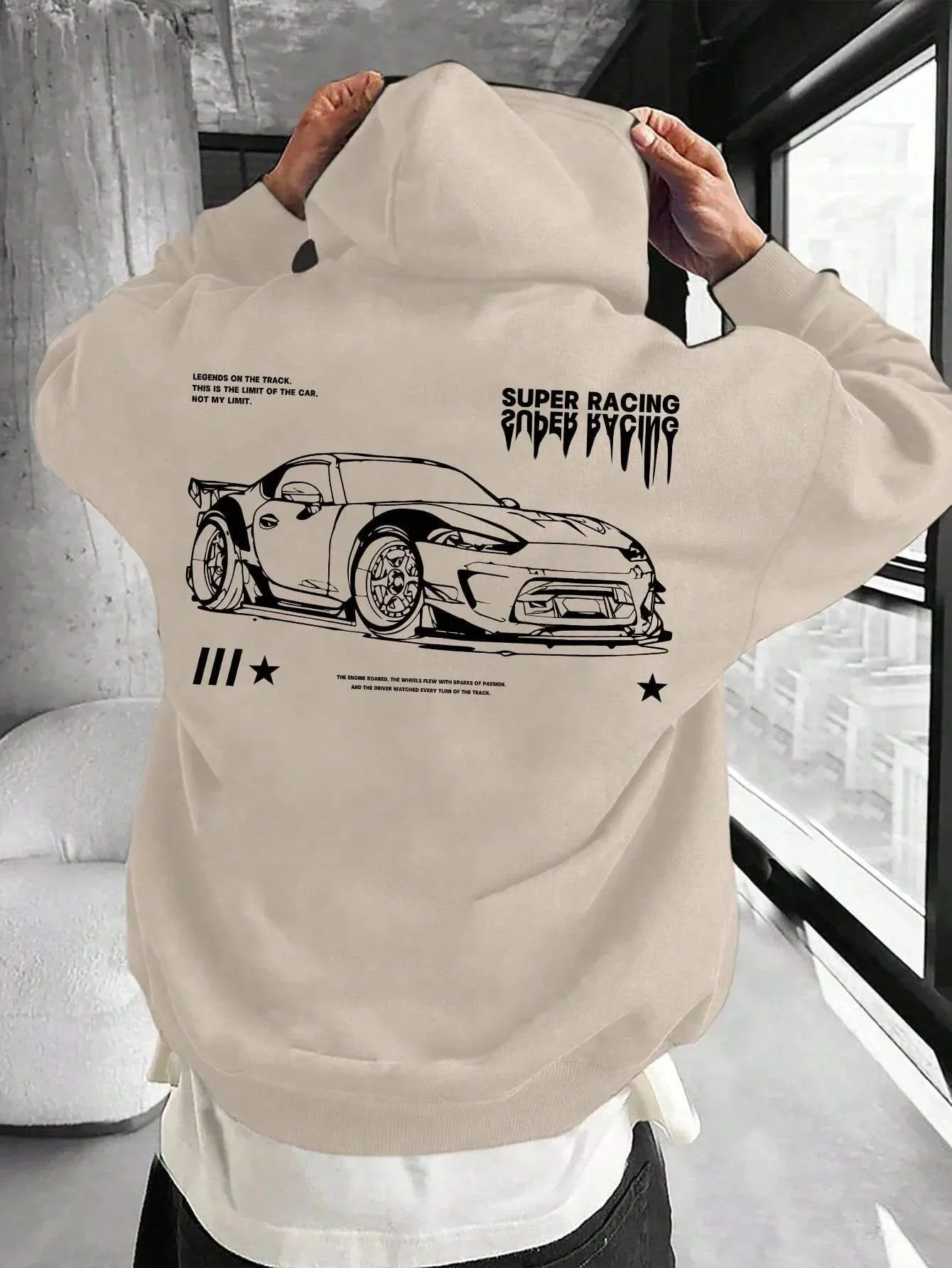 SXV  'Super racing’ Printed Cool Aesthetic Sweatshirt Hoodie