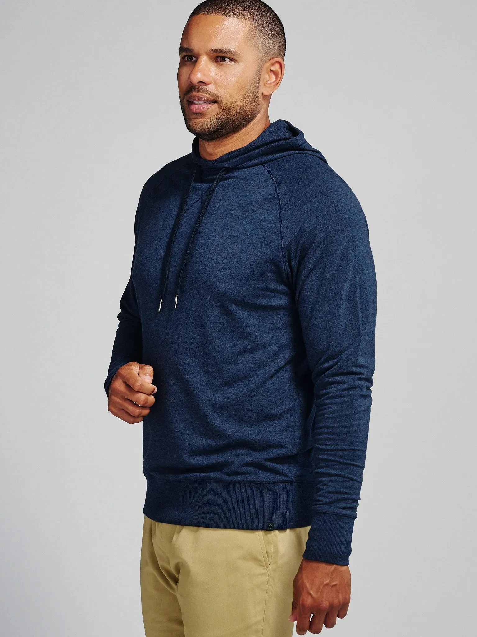 tasc Performance Men's Varsity French Terry Hoodie in Classic Navy Heather