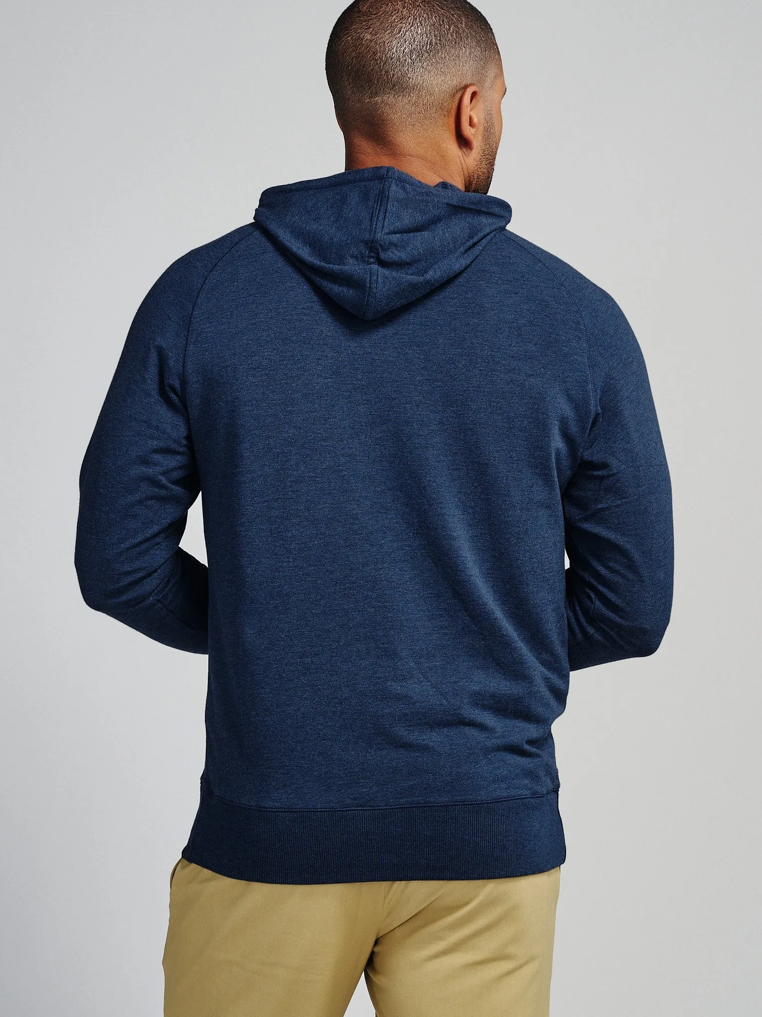 tasc Performance Men's Varsity French Terry Hoodie in Classic Navy Heather