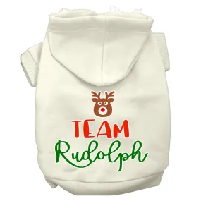 Team Rudolph Screen Print Dog Hoodie Cream S