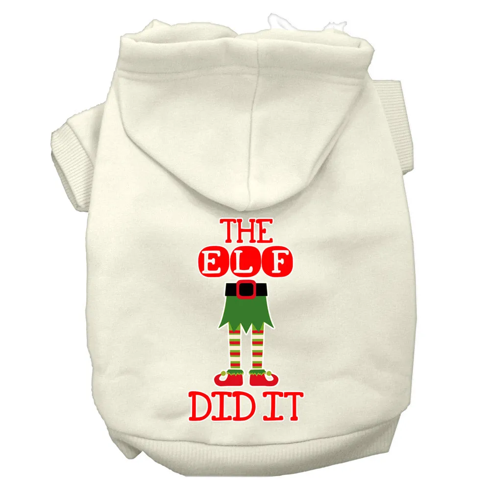 The Elf Did It Screen Print Dog Hoodie Cream L