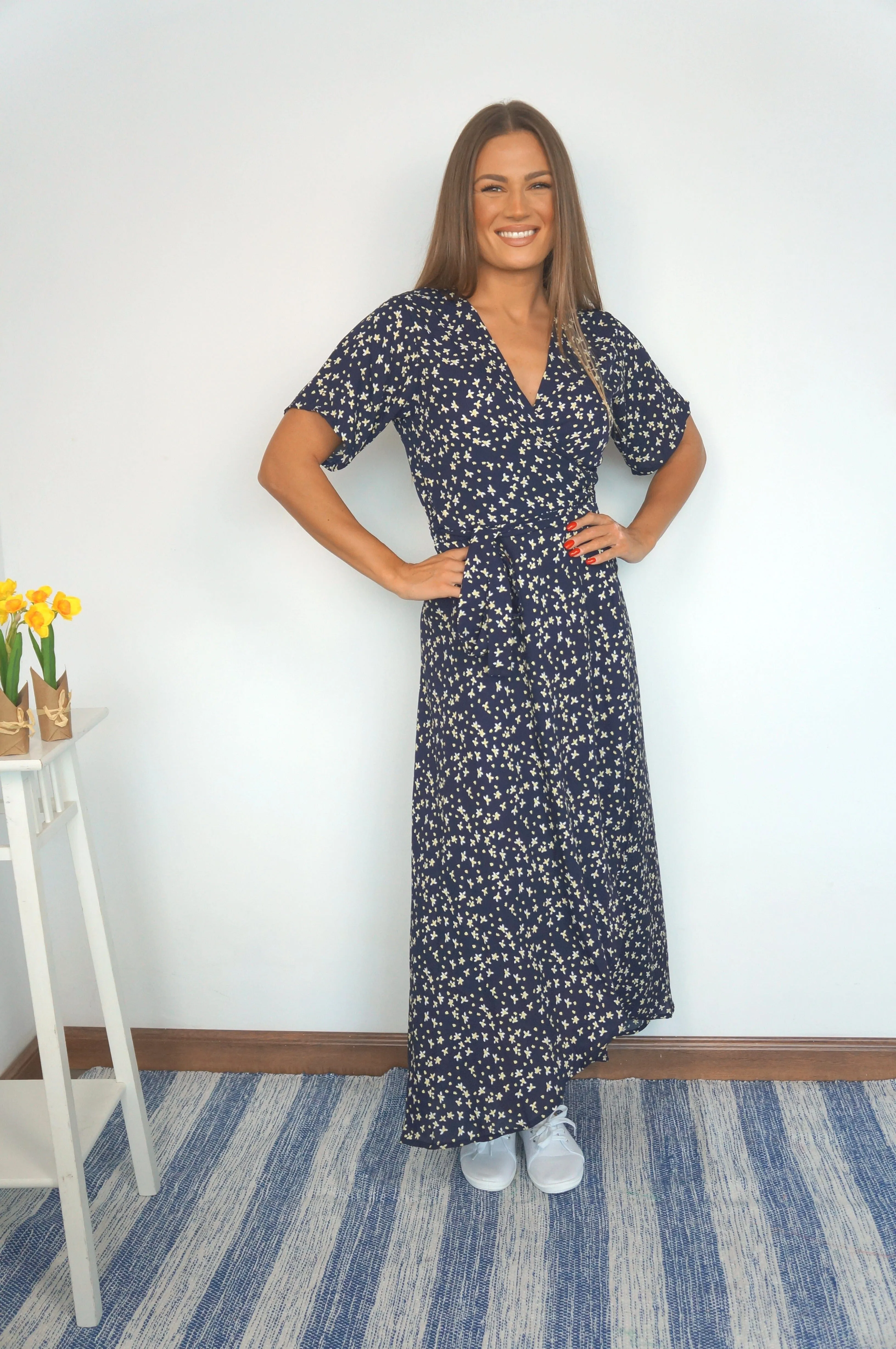 The Maxi Wrap Dress - Indigo Garden