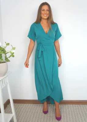 The Maxi Wrap Dress - Teal Green