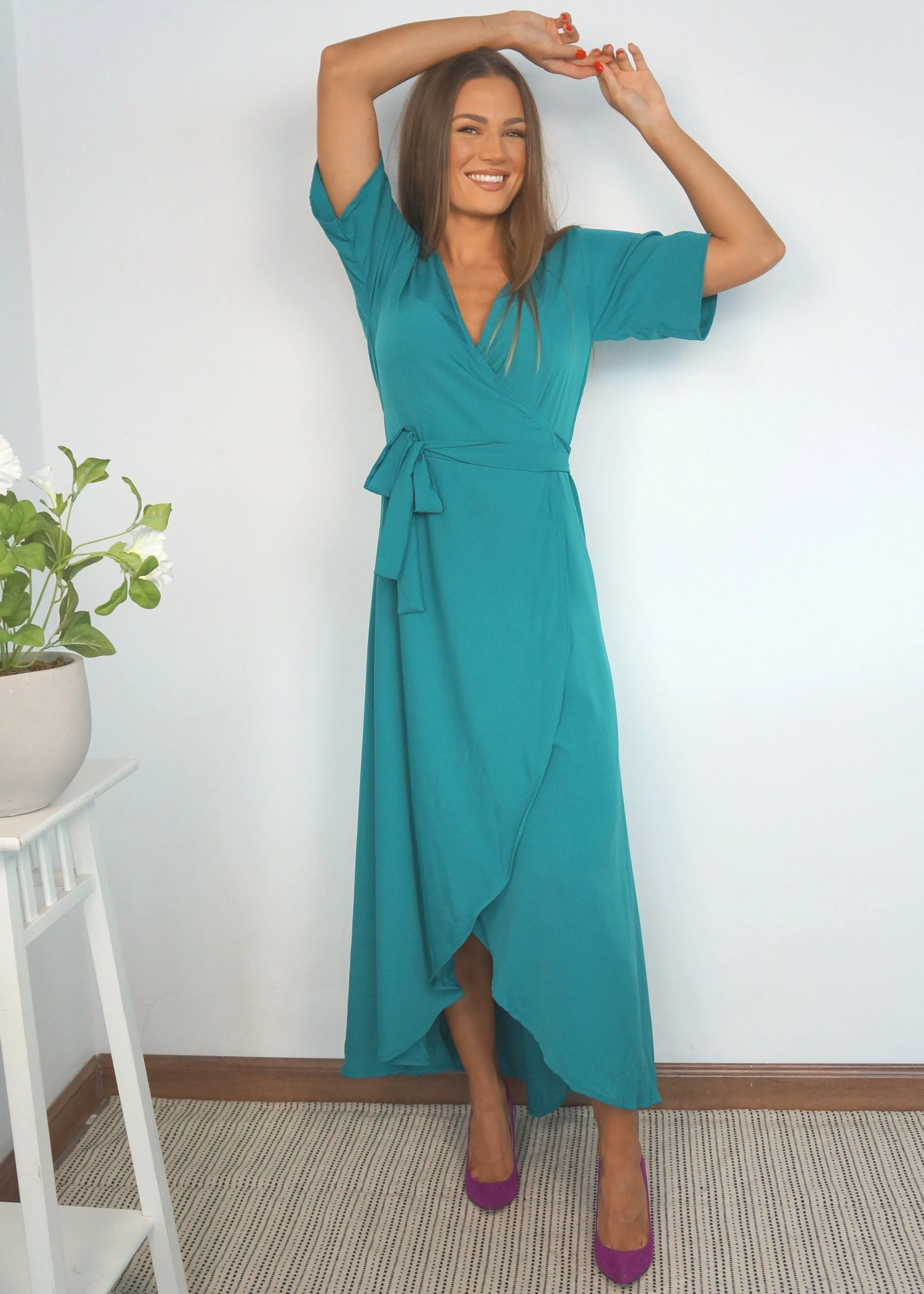 The Maxi Wrap Dress - Teal Green