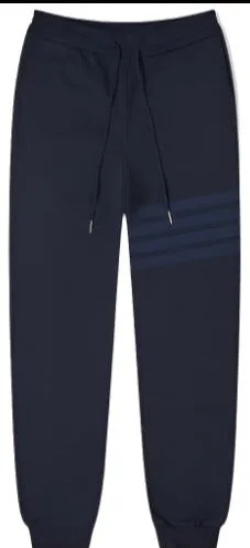 Thom Browne Navy Cotton Loopback Tonal 4-Bar Sweatpants