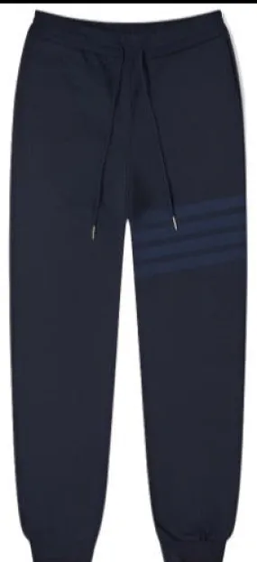 Thom Browne Navy Cotton Loopback Tonal 4-Bar Sweatpants