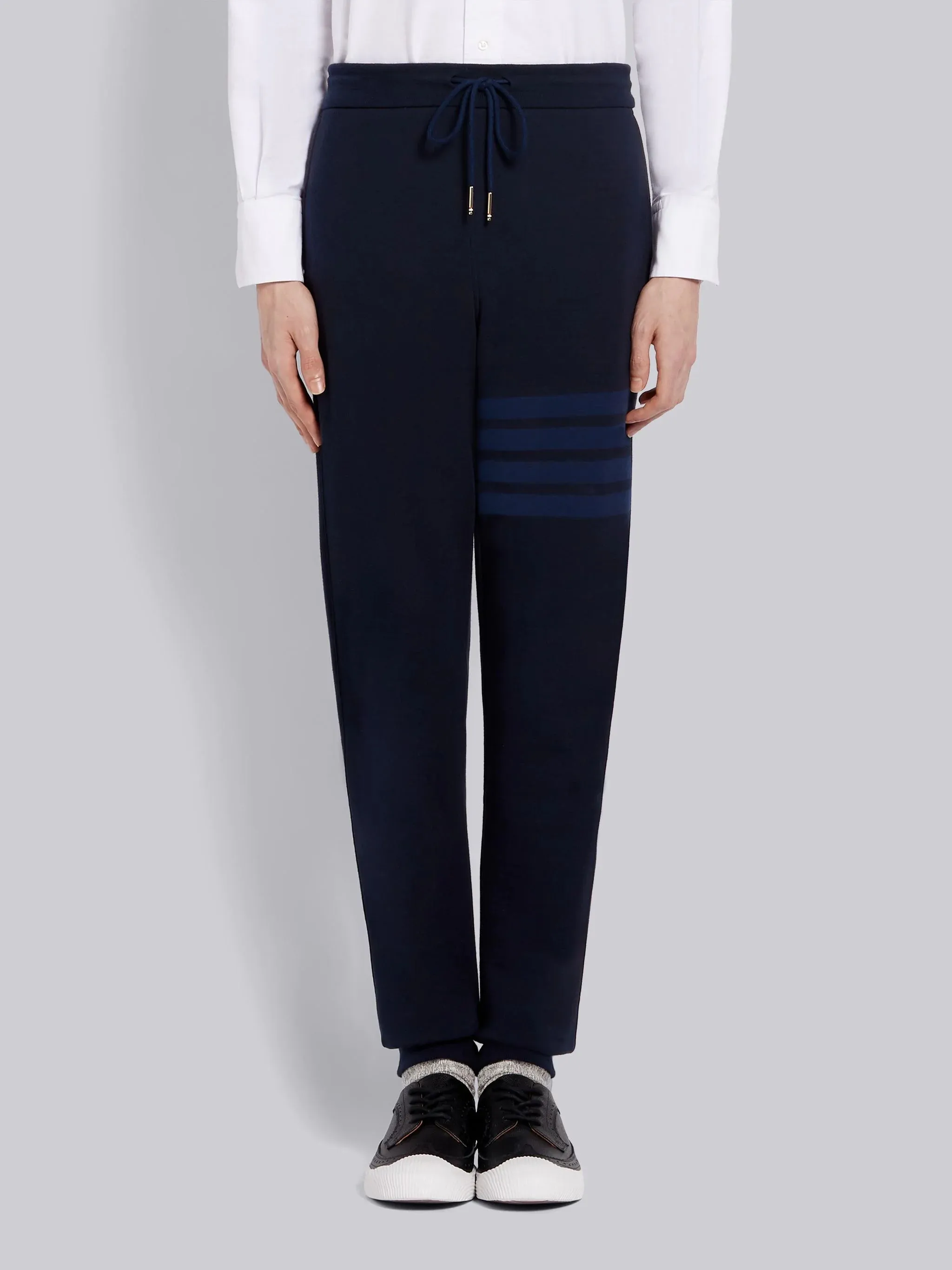 Thom Browne Navy Cotton Loopback Tonal 4-Bar Sweatpants