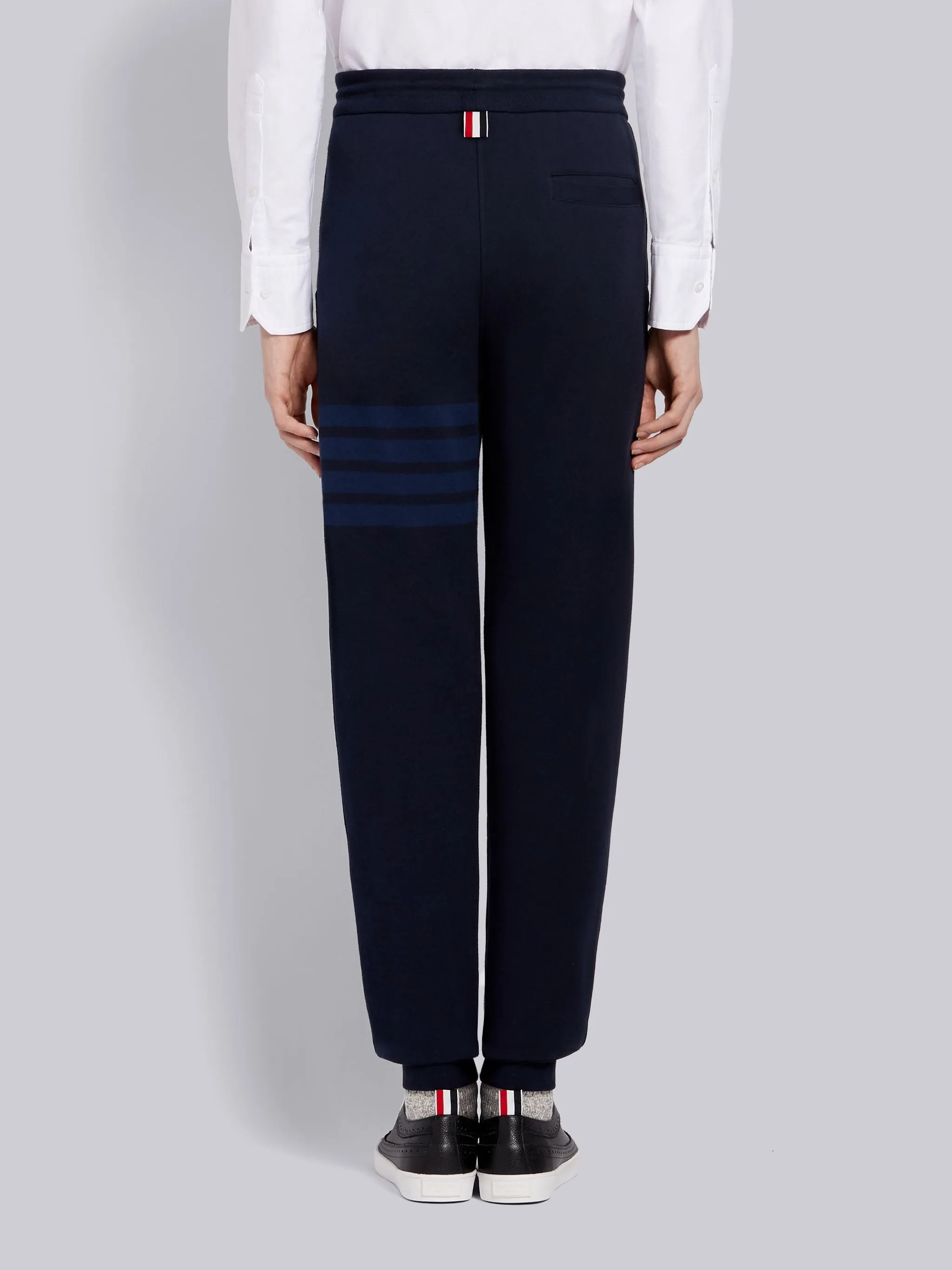 Thom Browne Navy Cotton Loopback Tonal 4-Bar Sweatpants