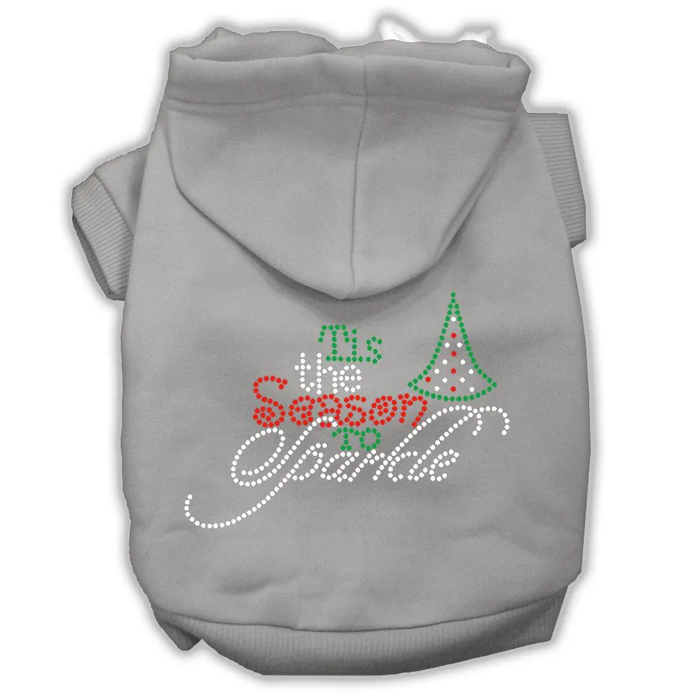 Tis The Season To Sparkle Rhinestone Dog Hoodie Grey S (10)