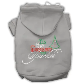 Tis The Season To Sparkle Rhinestone Dog Hoodie Grey S (10)