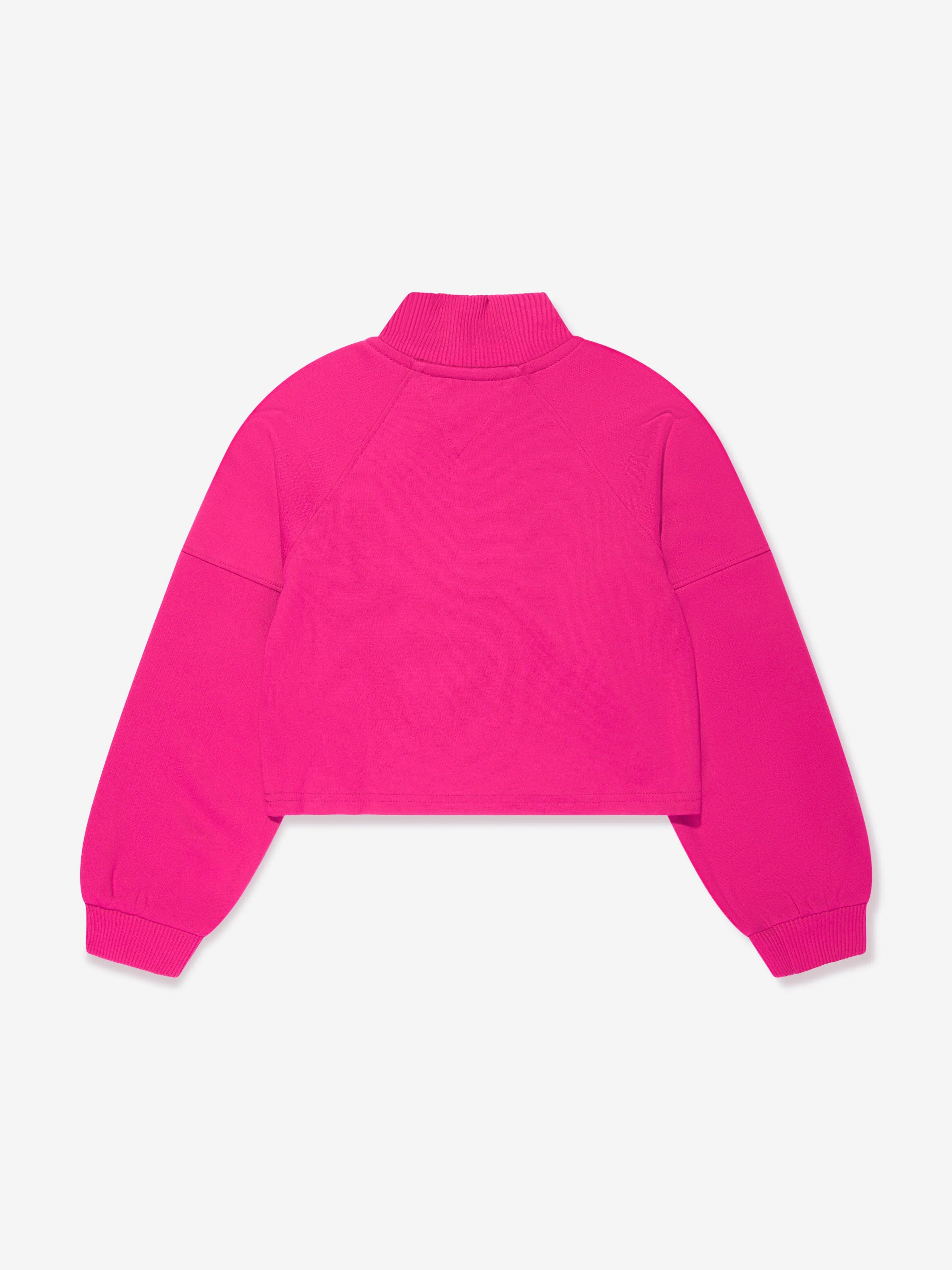 Tommy Hilfiger Girls Half Zip Mock Neck Sweatshirt in Pink