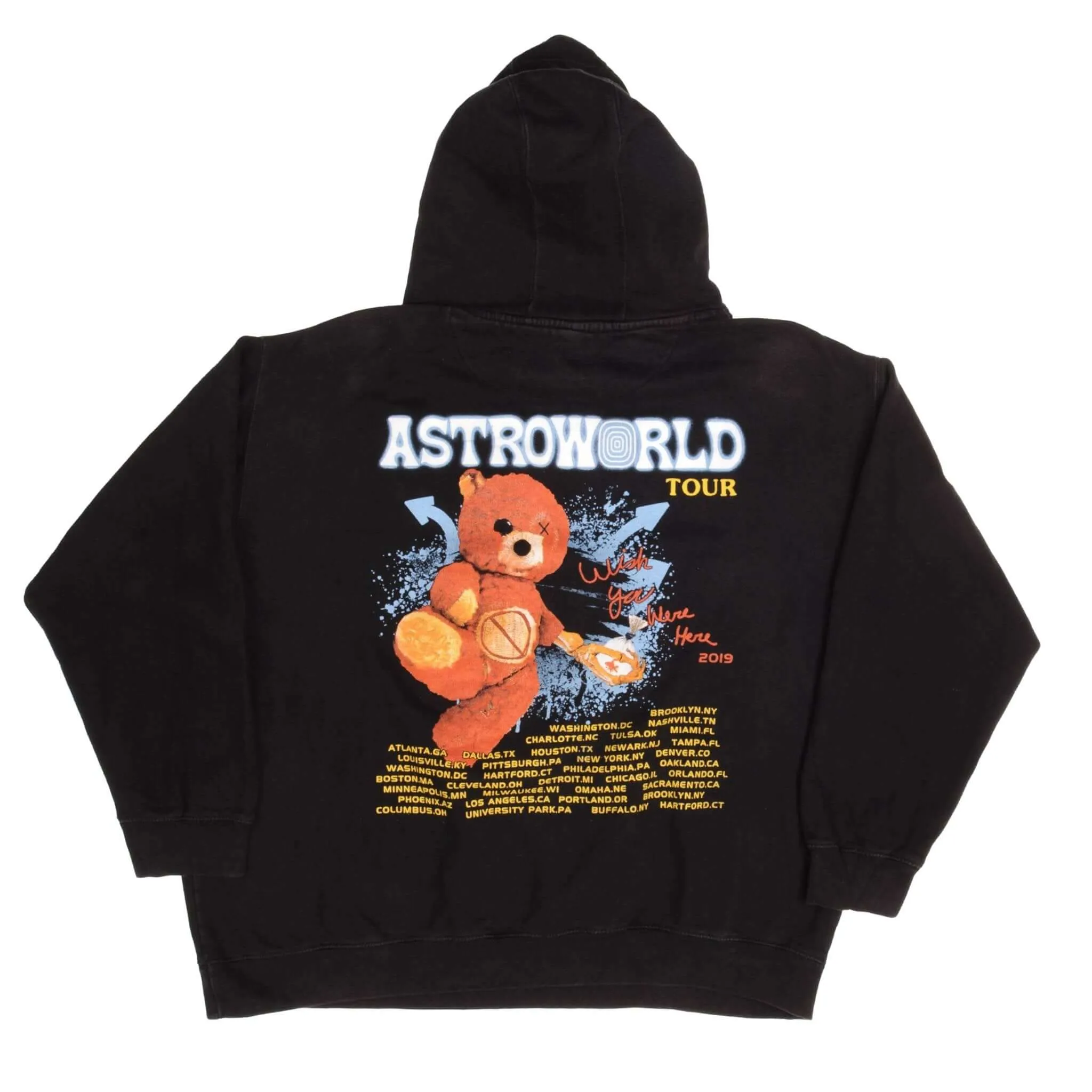 TRAVIS SCOTT ASTROWORLD 2019 TEDDY BEAR HOODIE SWEATSHIRT SIZE XL