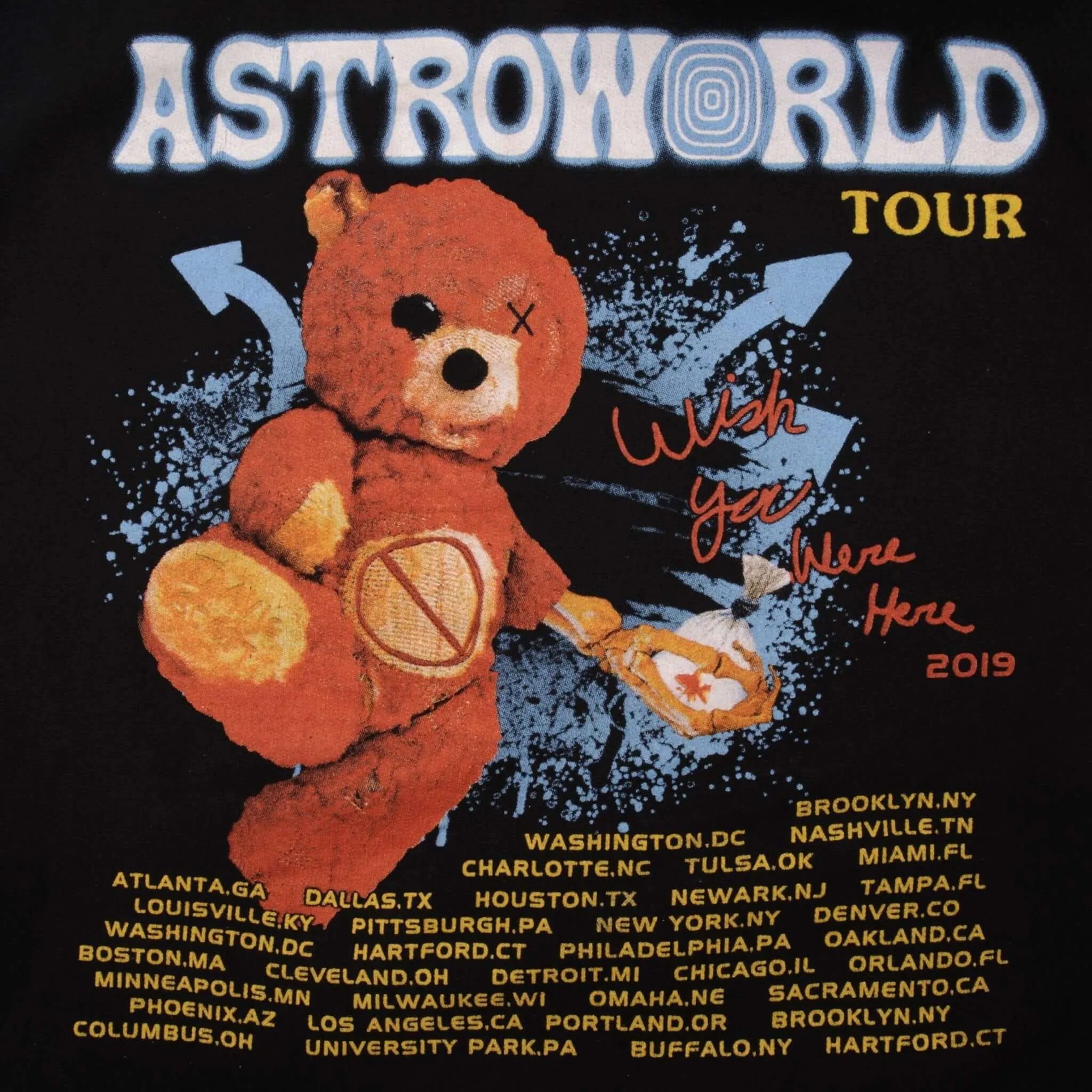 TRAVIS SCOTT ASTROWORLD 2019 TEDDY BEAR HOODIE SWEATSHIRT SIZE XL