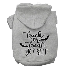 Trick Or Treat Yo' Self Screen Print Dog Hoodie Grey Xs