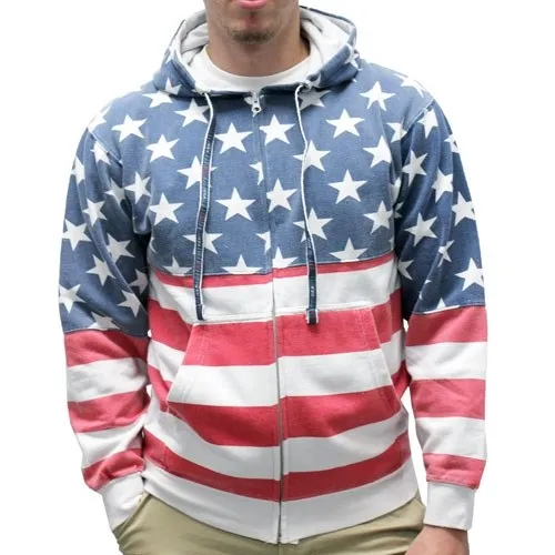 Unisex Patriotic Stars Full Zip Hoodie Sweatshirt