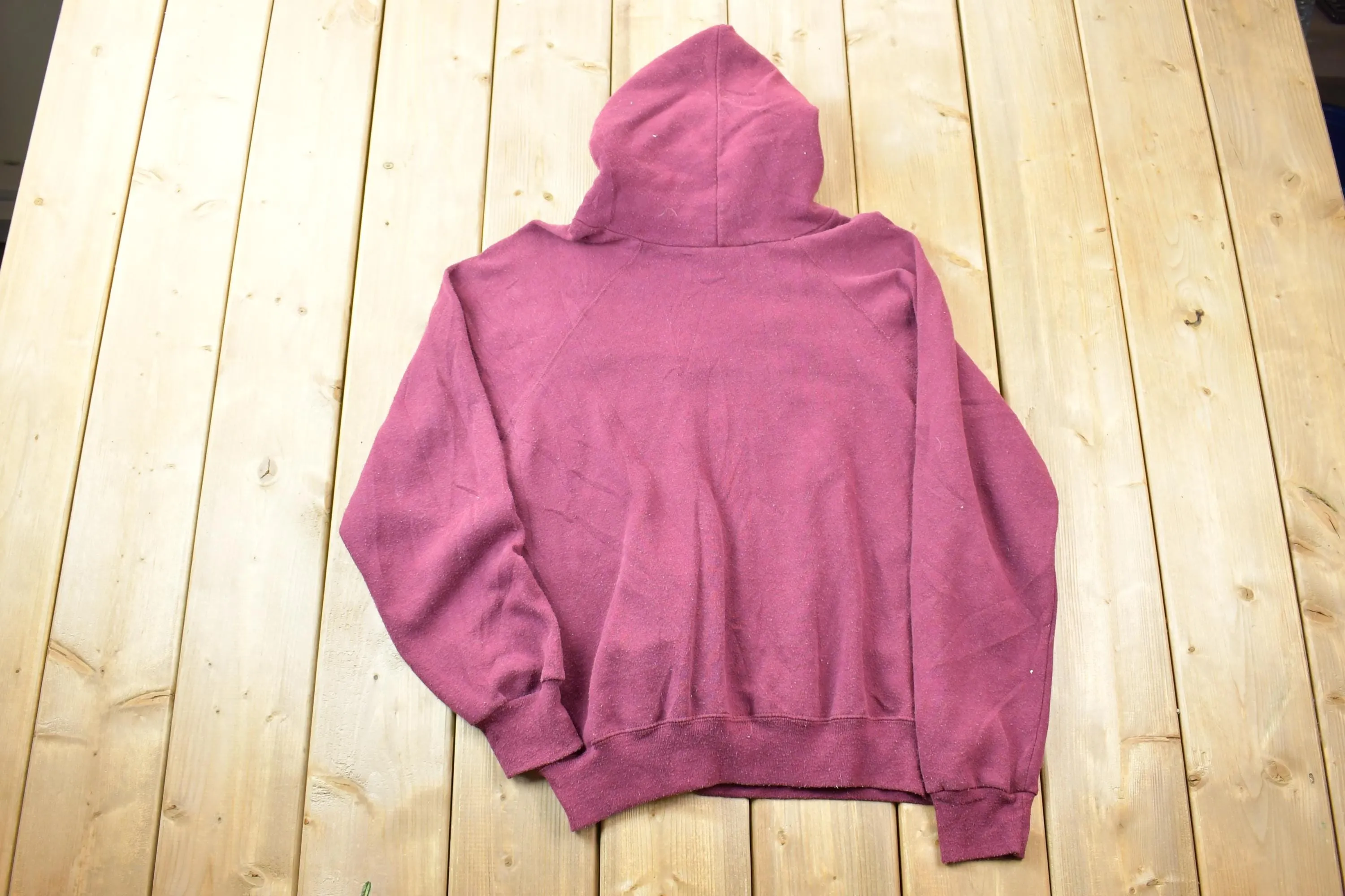 Vintage 1990s Armstrong Ringsted Mustangs Burgundy Basset Walker Hoodie Sweatshirt