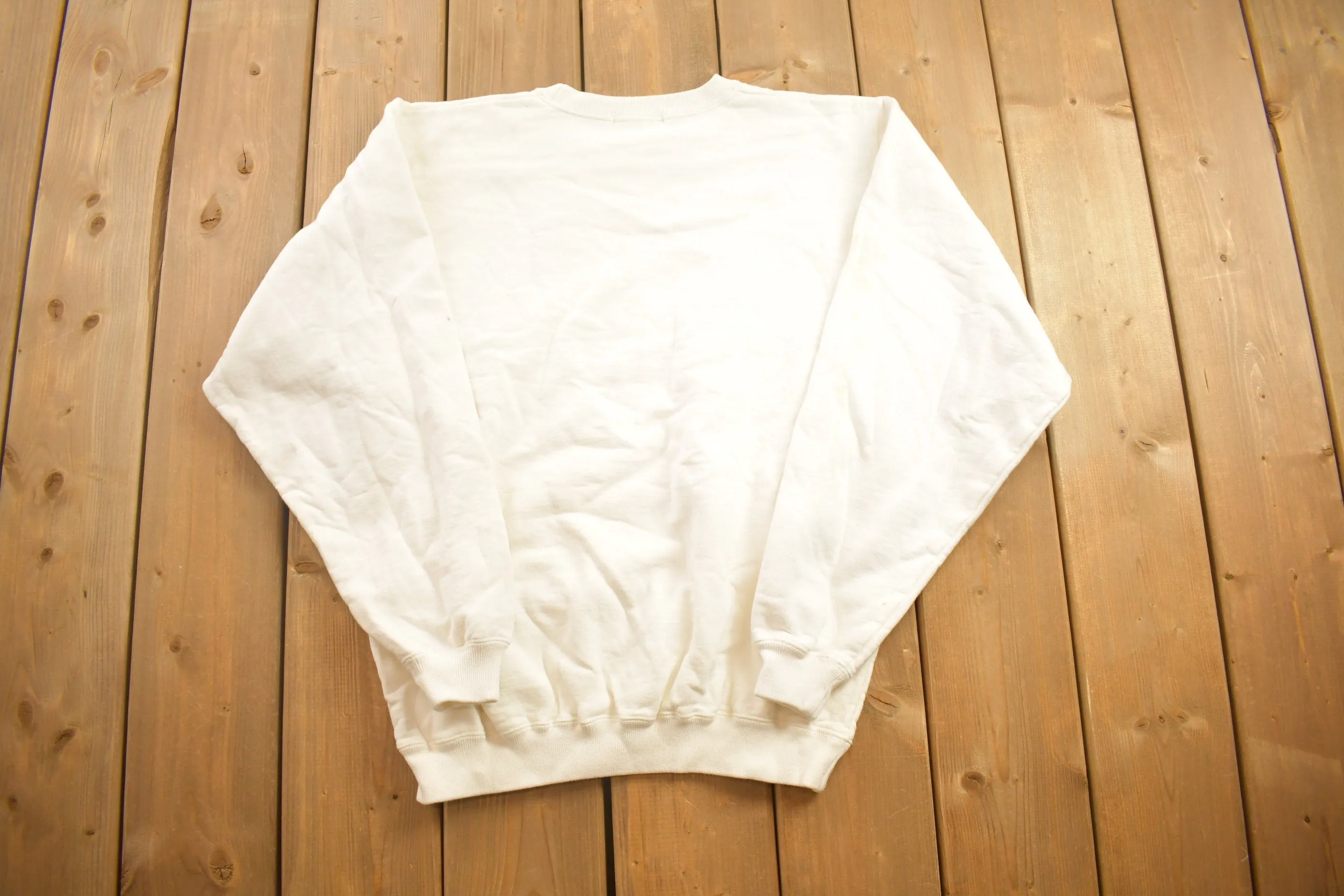 Vintage 1990s Club Monaco Blank White Crewneck Sweatshirt