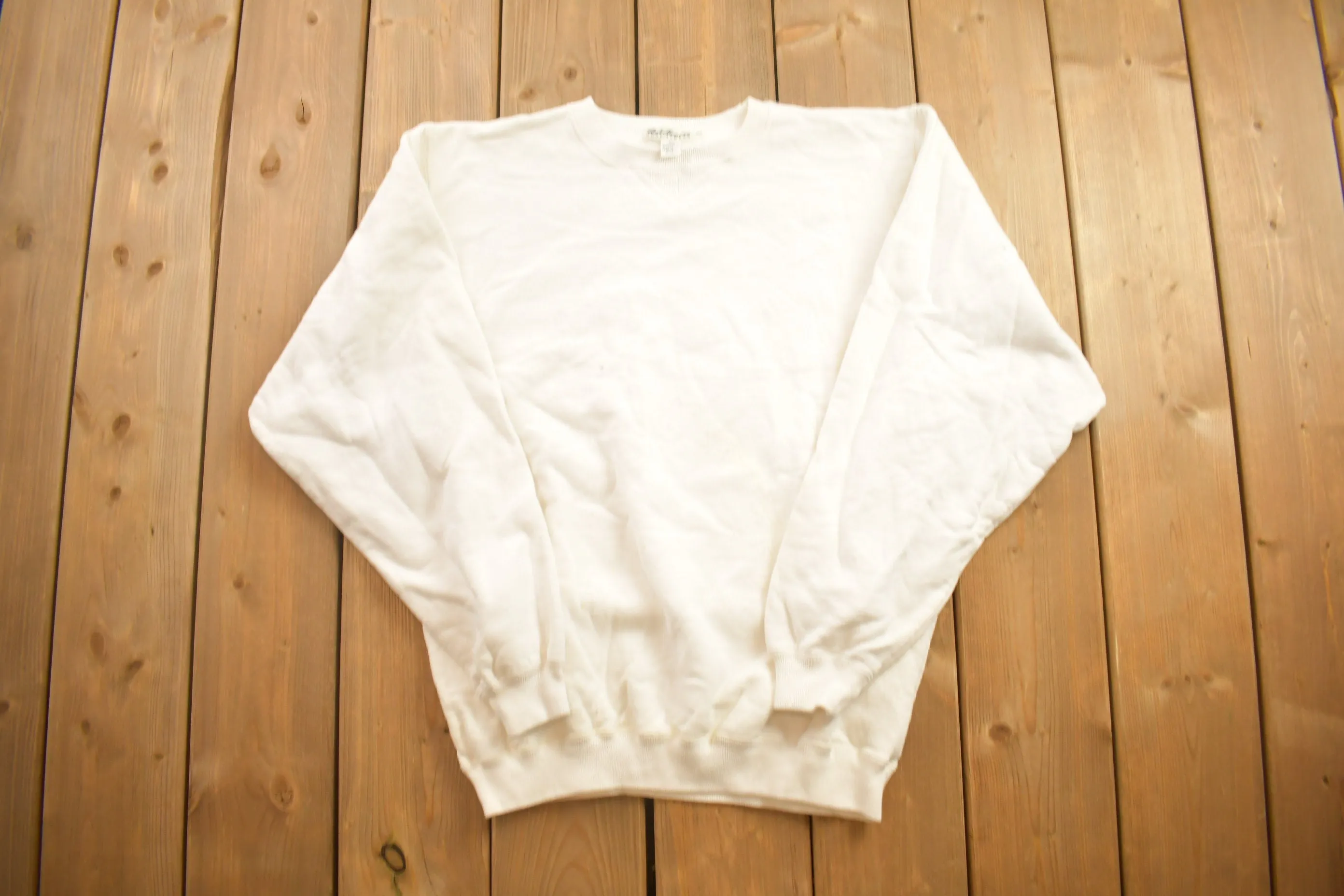 Vintage 1990s Club Monaco Blank White Crewneck Sweatshirt