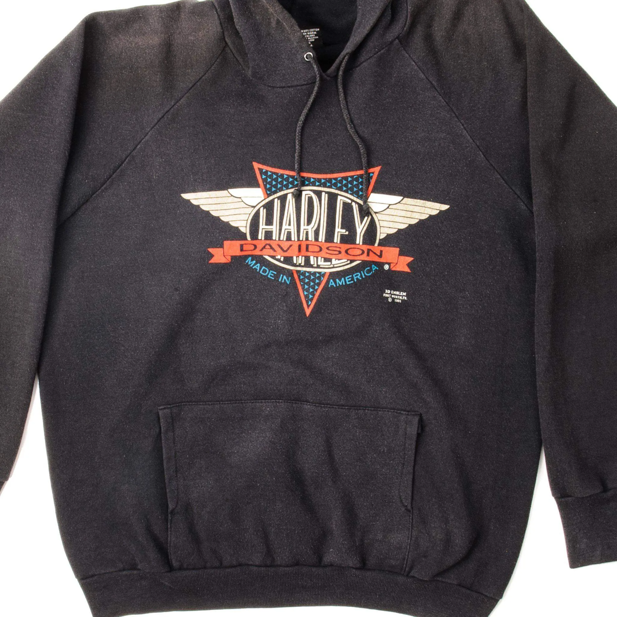 VINTAGE 3D EMBLEM HARLEY DAVIDSON HOODIE SWEATSHIRT 1991 SIZE XL MADE IN USA