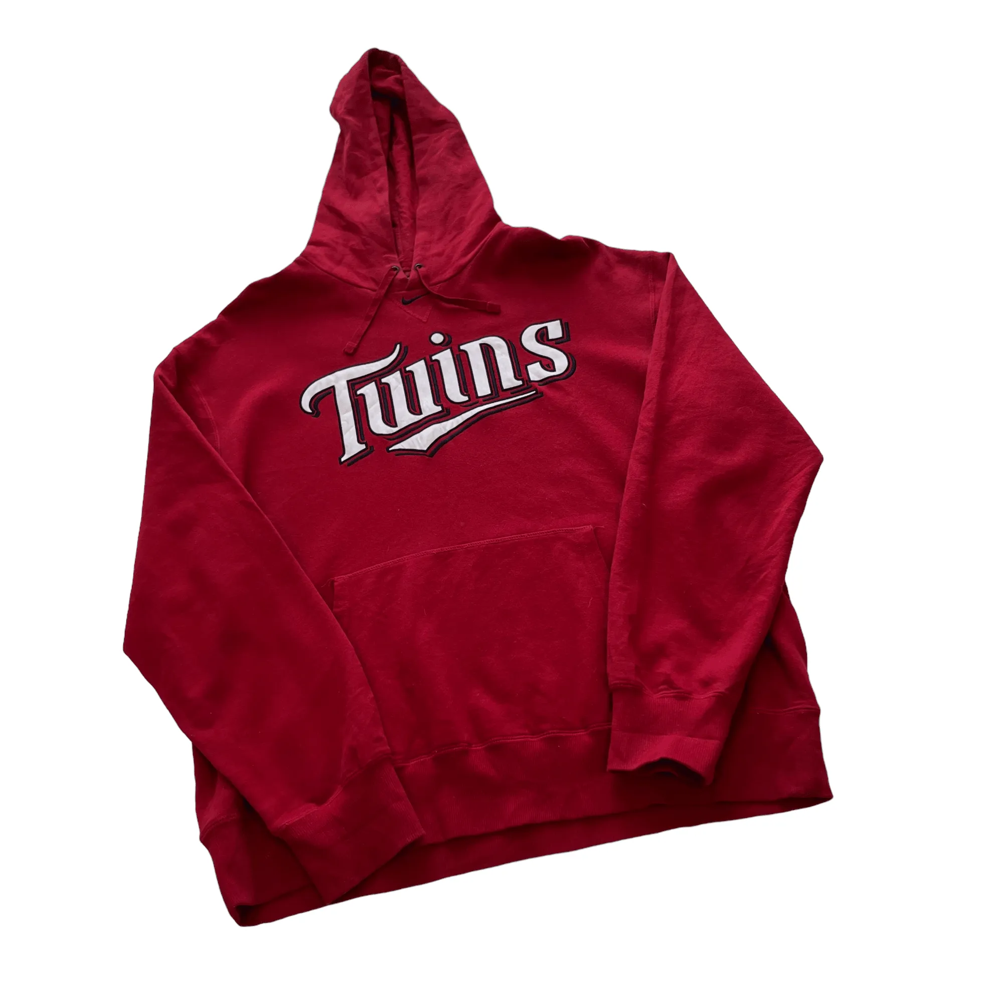 Vintage 90s Burgundy Nike Twins Hoodie - Extra Large