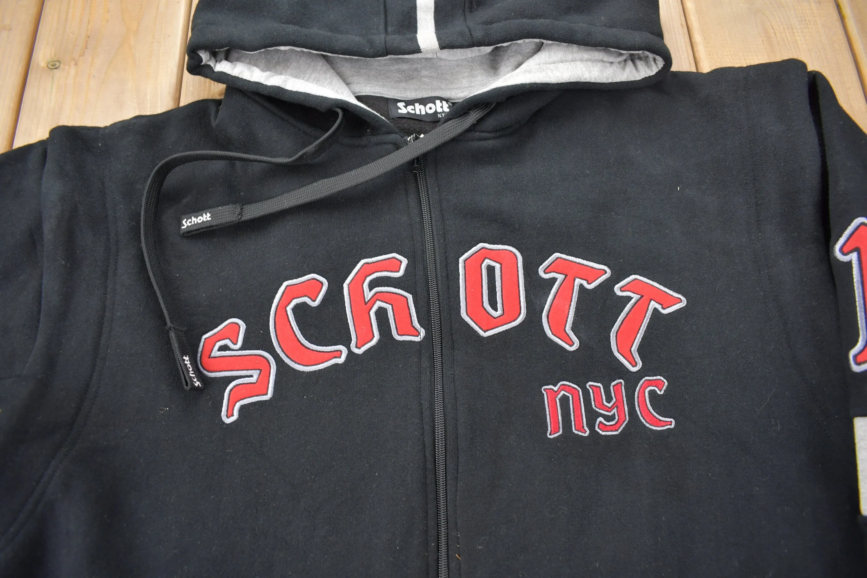 Vintage Deadstock Y2K Schott NYC Embroidered Hoodie